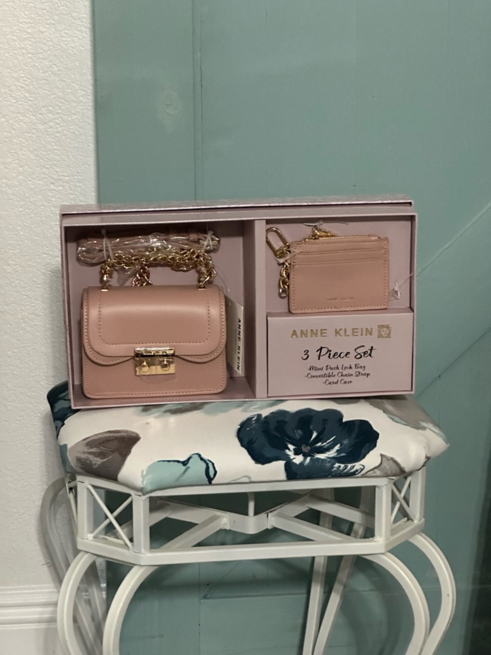 Anne Klein Pink and Gold Wristlet Clutch - Picture 3 of 6